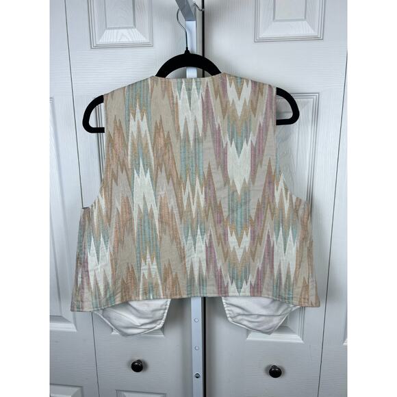 Vintage Southwestern Ikat Vest Womens Large Open Front Cotton Blend Boho - Picture 7 of 8